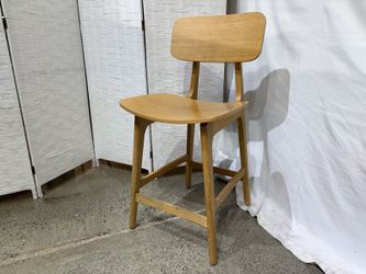 Made in Italy Natural Finish Wooden Bar Stools with Round Back