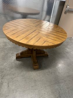 Magnolia Home Round Wood Pedestal Dining Table