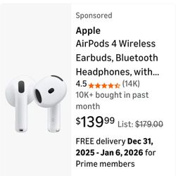 Apple  AirPods 4 With Active Noise Cancellation.