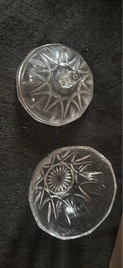 Cut Crystal Glass Trinket Dish with Lid
