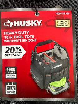 Husky Heavy-Duty 10-Inch Tool Tote with Parts Bin Zone