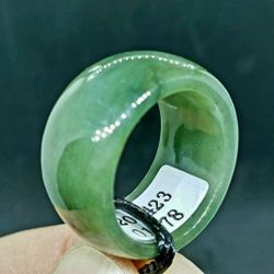 Burma type A icy jade Jadeite straight cut Ring US 9. Certified.