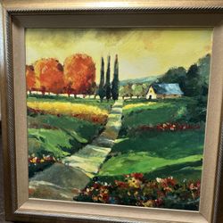 Mohammad Darehbaghi Original Landscape Oil Painting - 38.75” x 38.75” - Framed