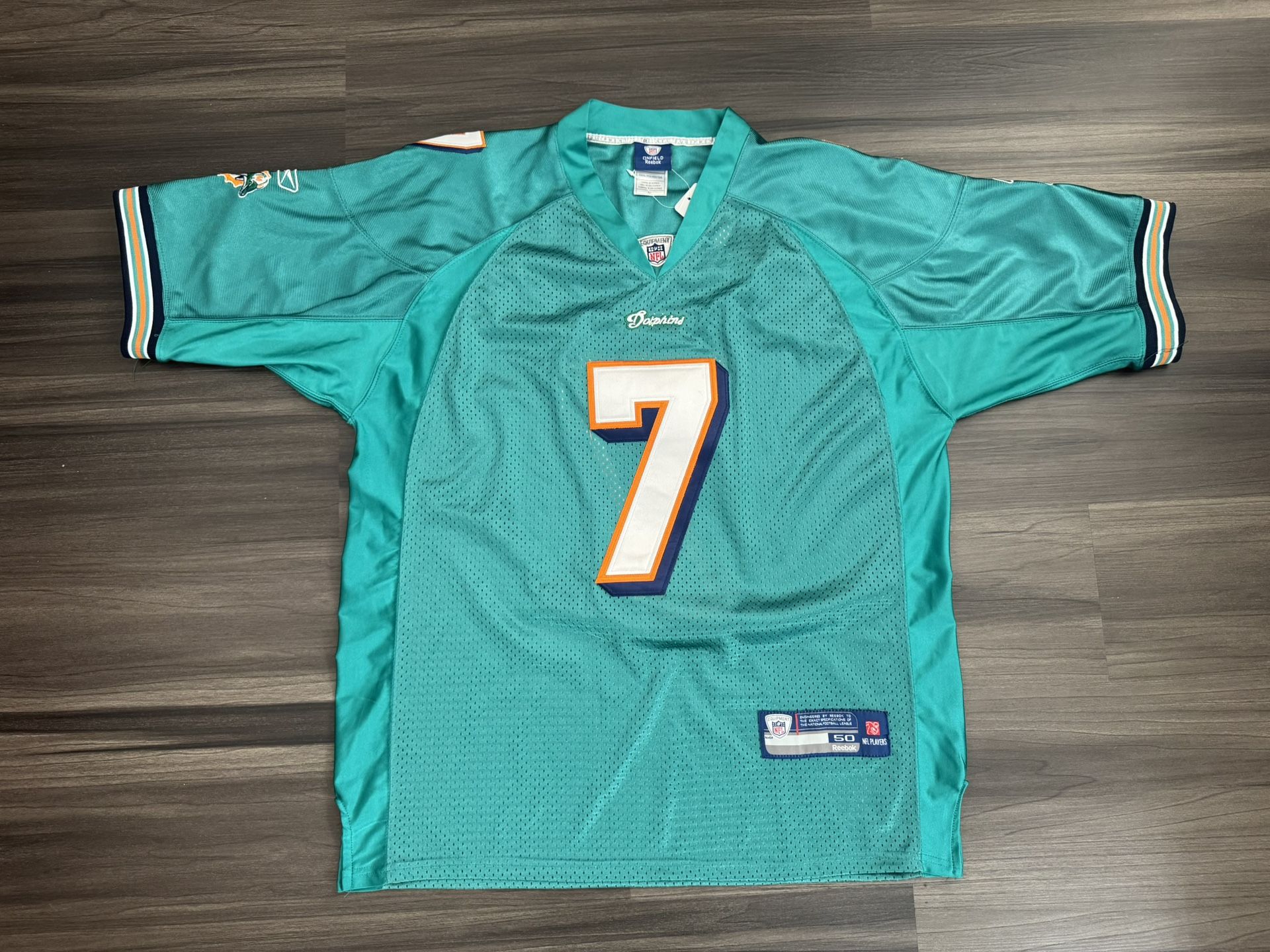 NWT Vintage Reebok Miami Dolphins Chad Henne #7 NFL Home Teal Jersey Sz 50 XL