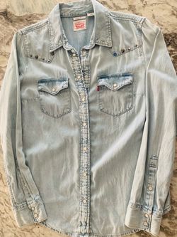 Levi's Light Blue Denim Snap Western Shirt with Stud Details