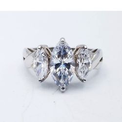 925 Sterling Silver CZ Trinity Ring Thailand Size 7