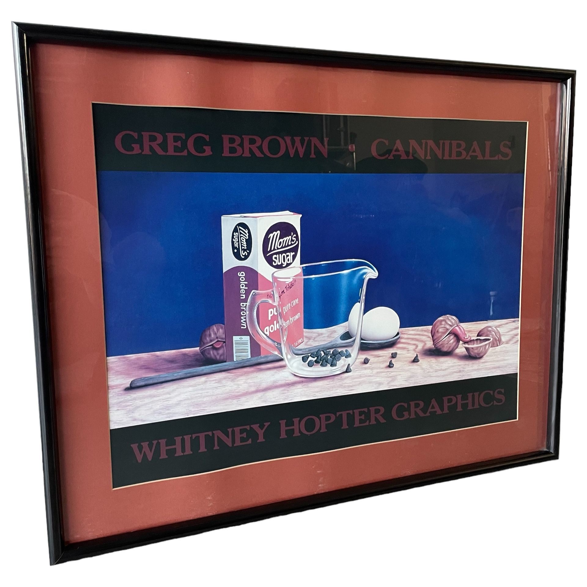 Framed Vintage Greg Brown Cannibals Poster Whitney Hopter Graphics Walnuts