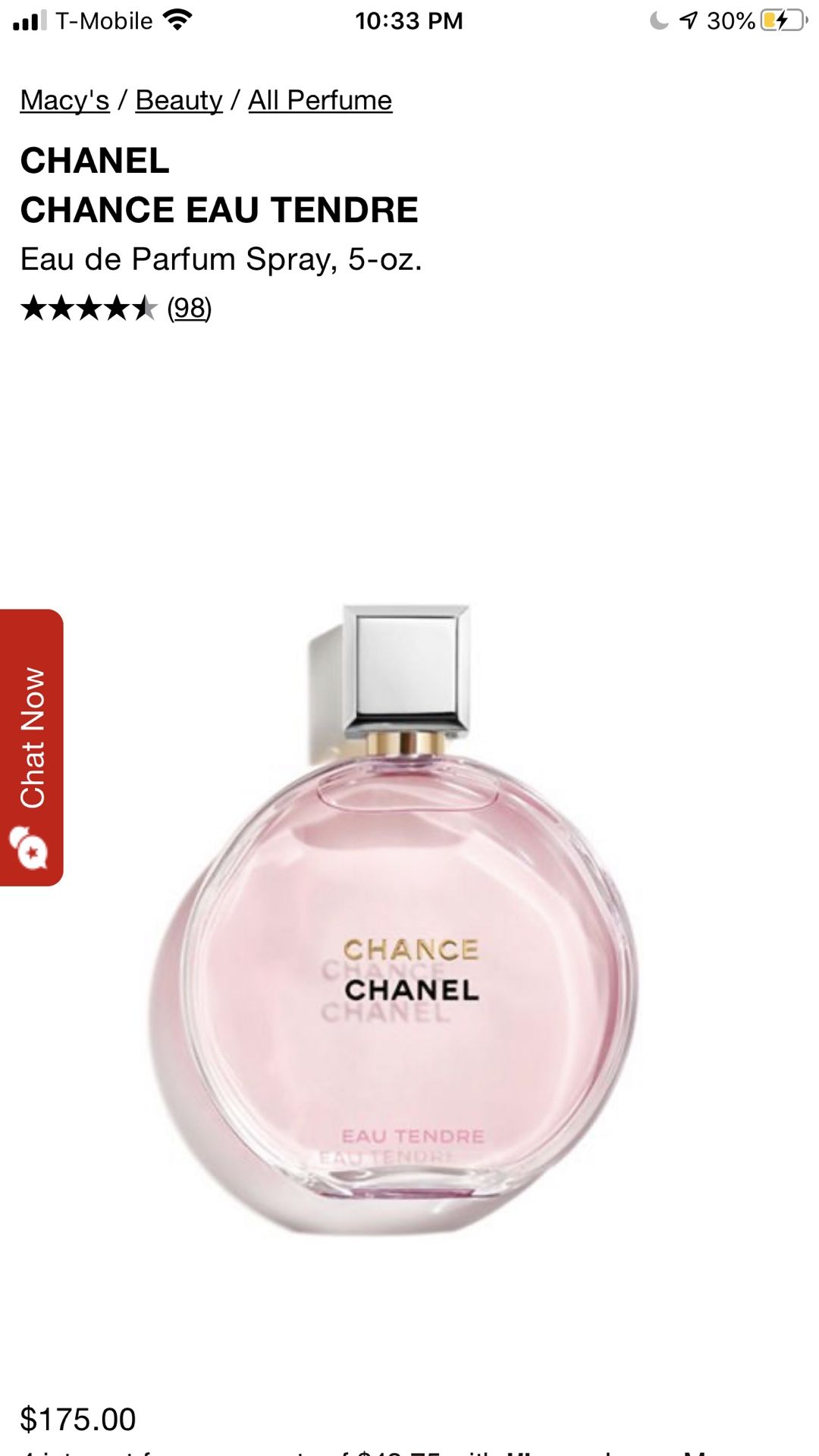 Brand new Chanel chance perfume,LADIES this smells beautiful , retail at $170 but 4 U $79 wow 