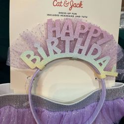 Cat & Jack Happy Birthday Tiara & Skirt - TODDLER SIZE 