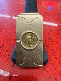 14KT Gold Money Clip W/ 1/10th Eagle Coin 44931-1