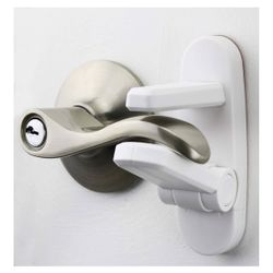 Door Lever Locks (4 Pack) - Prevents Toddlers from Opening Doors - Durable ABS with 3M Adhesive - Easy One-Hand Operation for Adults, No Tools Needed