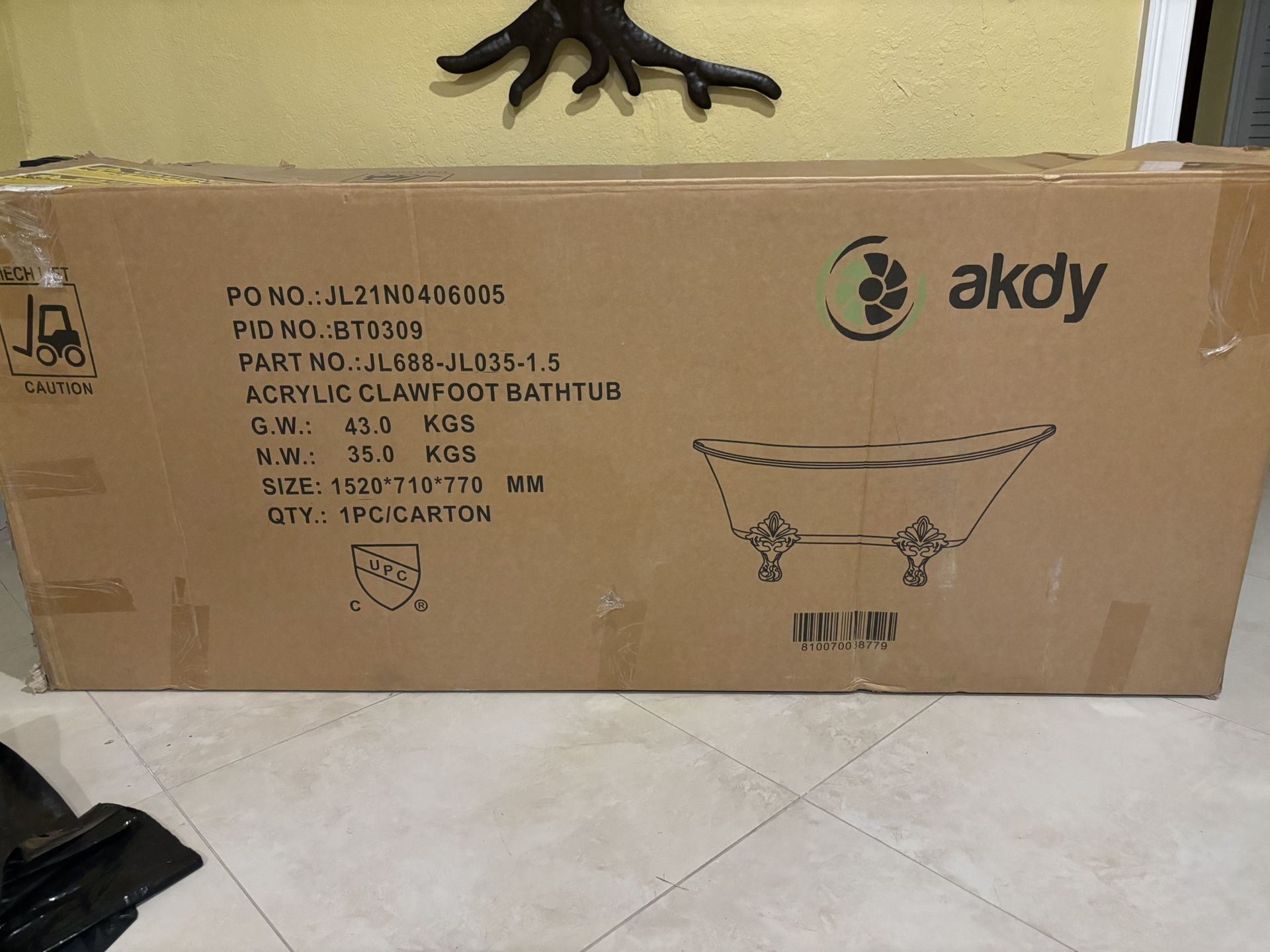 Acrylic Clawfoot Bathtub