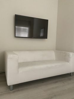 White leather, IKEA couch, compact and comfortable excellent condition
