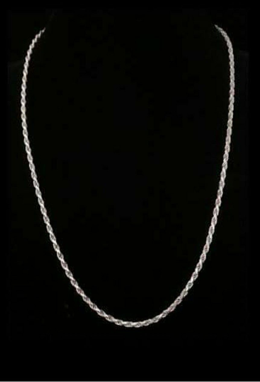 16" x 2.3 mm Solid Sterling Silver Rope Chain Necklace w Lobster Clasp, Italy. MINT!