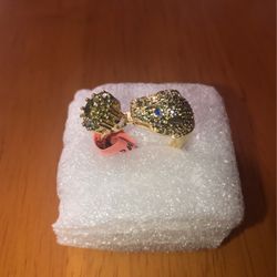 Simulated Green And Blue Diamond Leopard Ring