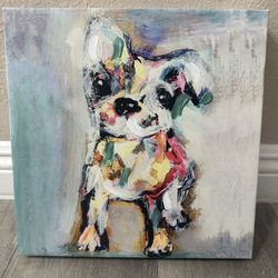 Colorful Dog Painting on Canvas – 12” x 12”