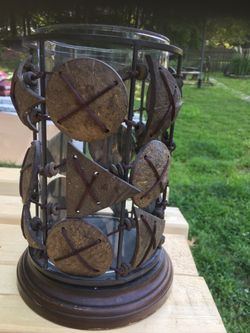 Two wooden and glass XL utensils holder