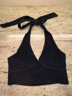 Women’s V-Neck Black Halter Crop Top Size Medium