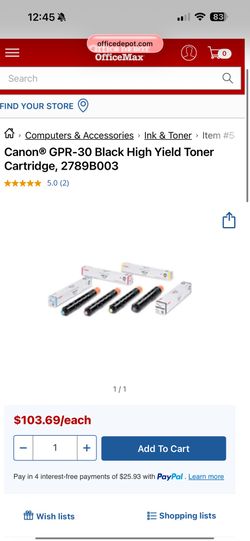Canon GPR-30 Black High Yield Toner Cartridge