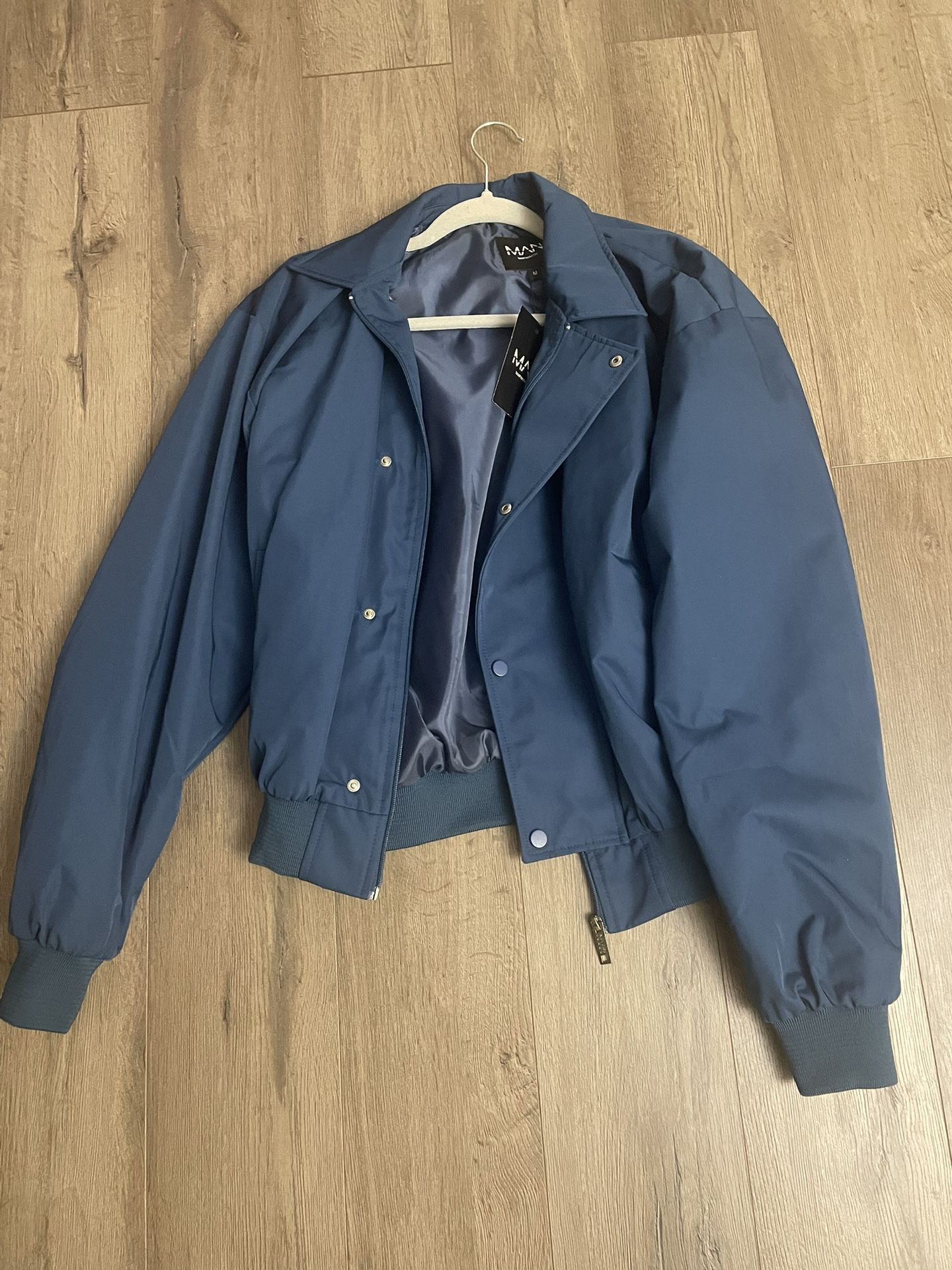 BoohooMAN Blue Bomber Jacket 