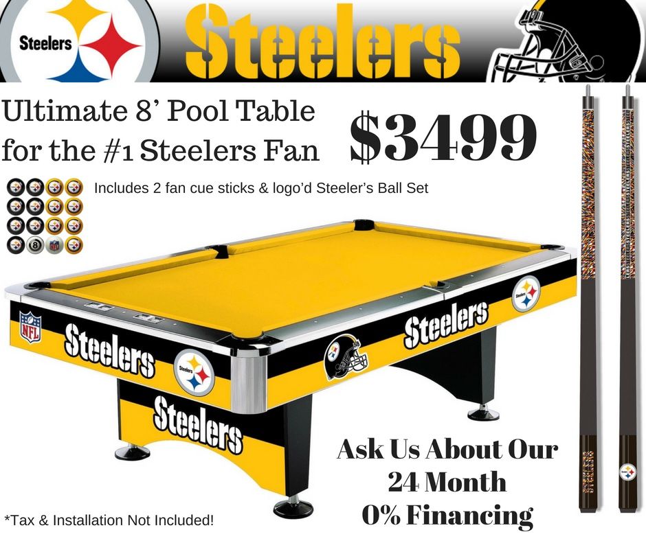 NFL THEMED STEELERS POOL TABLE! INCLUDES STICKS AND BALLS ALL LICENSED !!