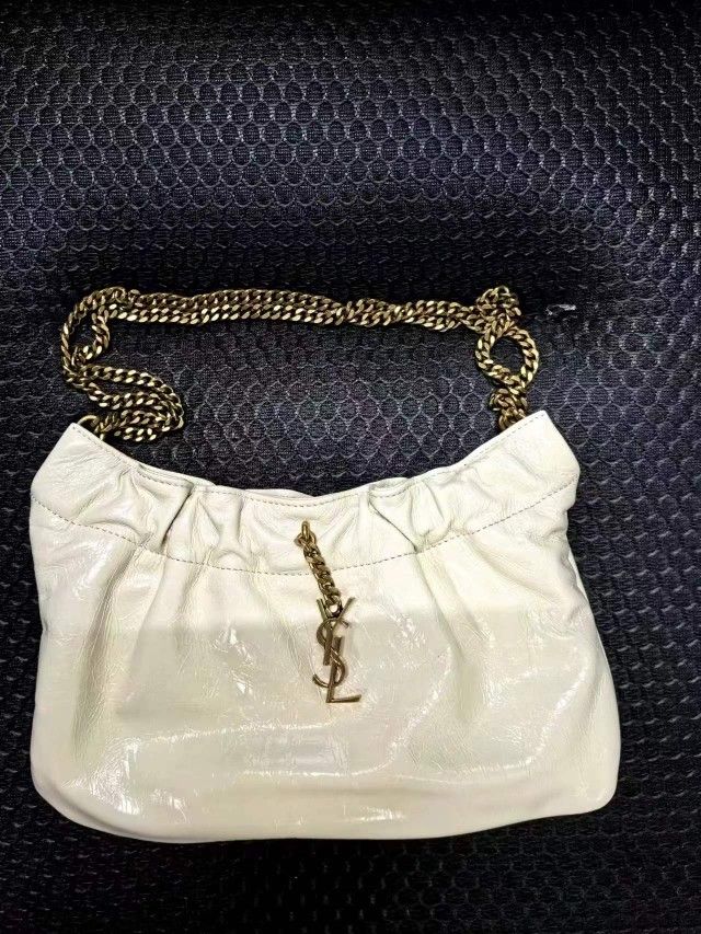 YSL Calfskin Pac Pac Pleated Hobo Shoulder Bag