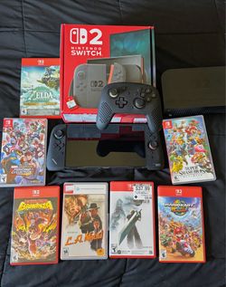 Switch 2 with pro controller, SD card, games and case