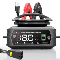 Golf Cart Battery Charger, 36 Volt 18 AMP/48 Volt 13 Amp Large Screen Golf Cart Charger for EZGO TXT Golf Carts with D Style Plug, Lithium, LiFePO4, L