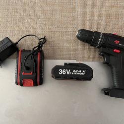 Cordless Drill Electric Screwdriver  + 2 Li-ion Battery