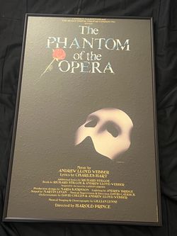 Framed Phantom of the Opera Broadway Window Card Poster - 14x22 Wall Art