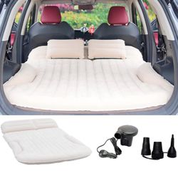 KMZ SUV Air Mattress Thickened and Double-Sided Flocking Travel Camping Bed with 2 Pillows & Electric Pump Dedicated Mobile Cushion Inflatable Bed for