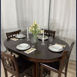 High Extendable Table with Display Base & 4 Chairs 