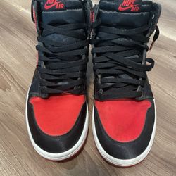 Nike Air Jordan 1 High Satin Bread Og Black Red