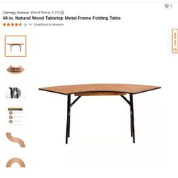 48 in. Natural Wood Tabletop Metal Frame Folding Table
1


