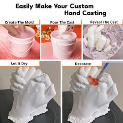 Hand Casting Kit - Hand Mold Kit Couples for Family Plaster Hand Mold Casting Kit with Practice Kit, DIY Birthday Gifts for Women Wedding Gifts for Hi