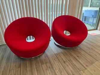Pair of Red Donut Lounge Chairs