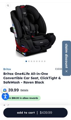 Britax One4Life ClickTight Convertible Car Seat – Raven Black (NEW)