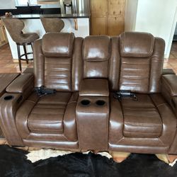 High Impact Tobacco Power Reclining Loveseat