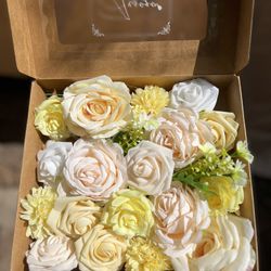 a Box of Yellow Artificial Flowers for DIY Flowers Wedding Decor Party Event Centerpieces