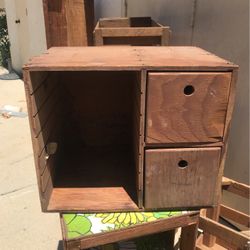 Decorative Wood Storage Crate With Drawers