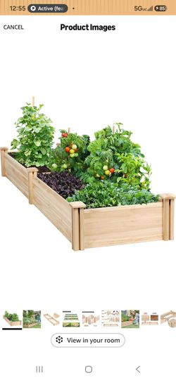 Wood Raised Garden Bed Planter Box 8x2 Outdoor Vegetable Herb Flower Garden Bed Divider