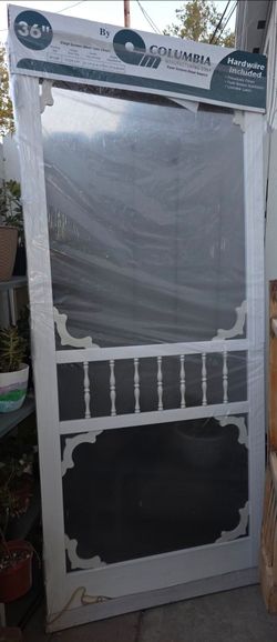 New Decorative Vinyl Swinging White Screen Door