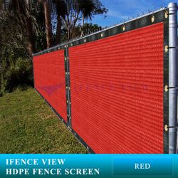 Ifenceview 6'x 20' Red Shade Cloth Fence Privacy Screen Fabric Mesh for Construction Site, Chain Link Fence, Yard Deck Balcony Driveway Railing