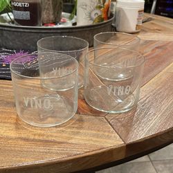 4 Stemless Wine Glasses
