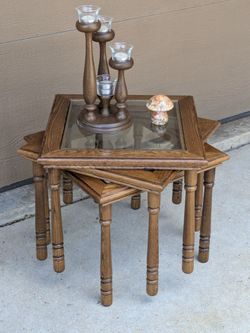 Vtg Set Of Three Cottagecore Nesting Tables-See Description