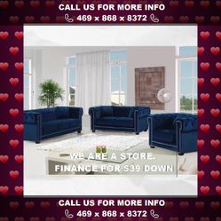 Brand New Bowery Navy Living Room Set