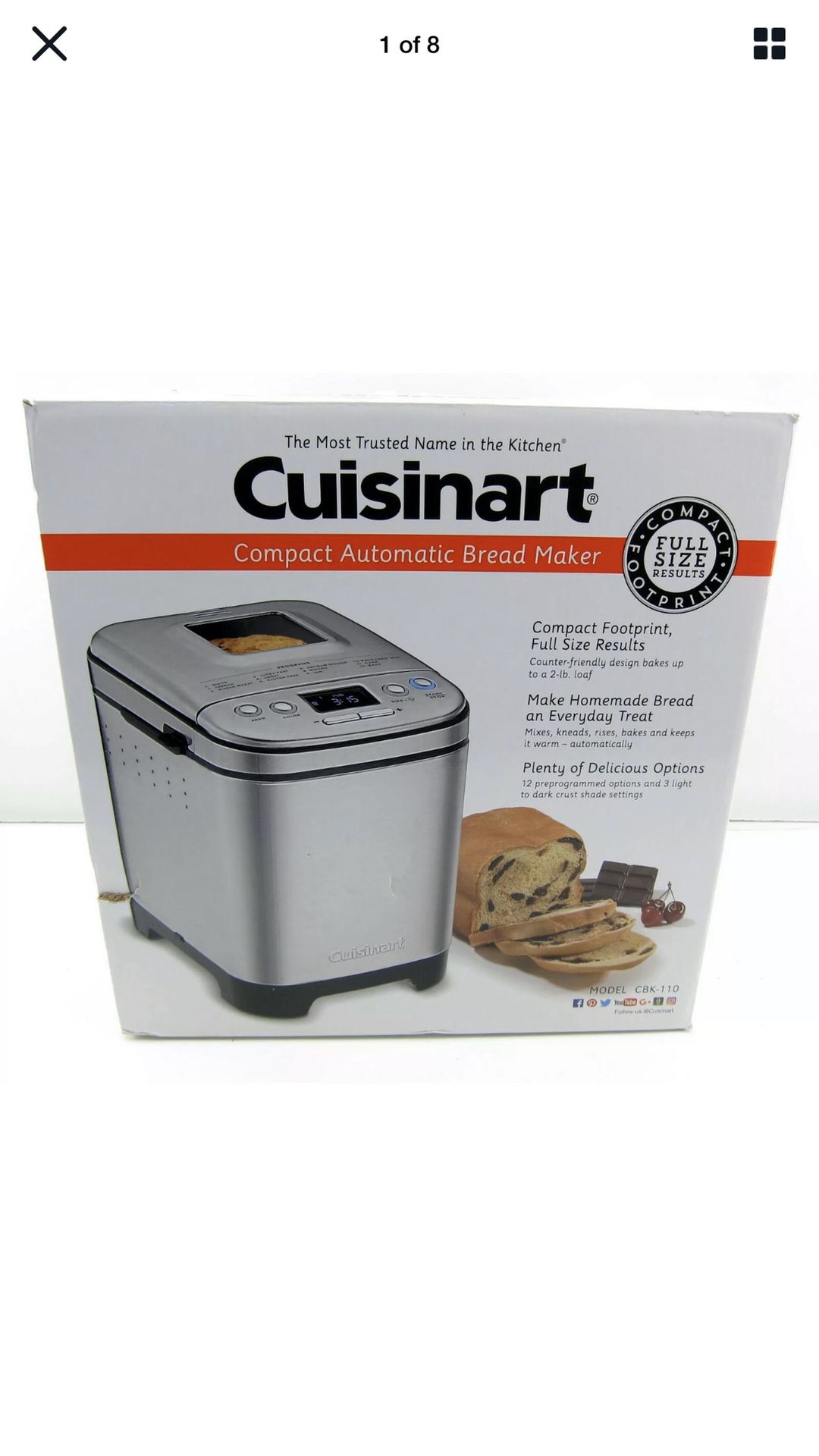 NEW Cuisinart CBK-110 2lb Compact Automatic Bread Maker