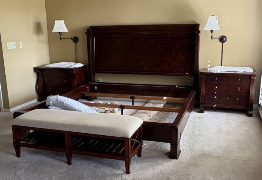 King Bed frame, Armoire, And One Night Stand. High Quality Bernhardt. Delivery Available For A fee -