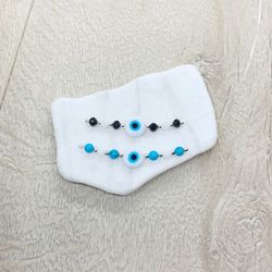 Nylon choker white Evil eye sterling silver necklace