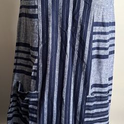 OLD NAVY blue striped women's tank dress Size XS sleeveless pockets linen pullover